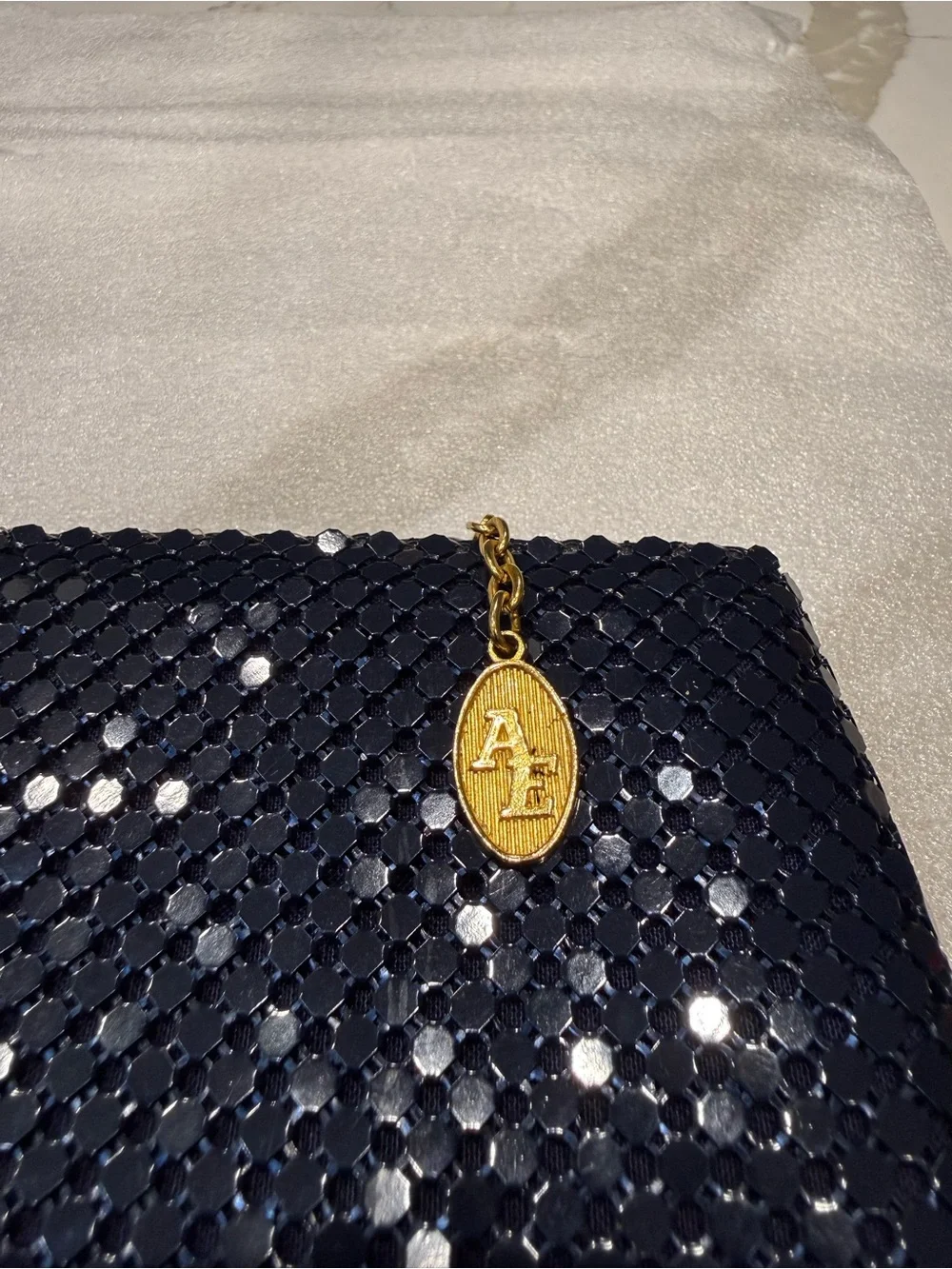 Vintage American Eagle Outfitters Evening Sequin Clutch Bag - Navy
